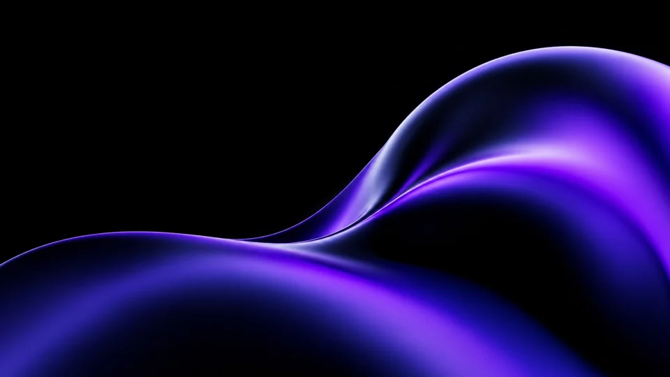 Deep violet reflections across broad fluid-metal folds